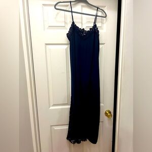 Vici Collection Navy A-Line Dress with crochet details